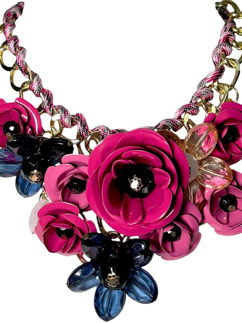 Flower Bib Statement Necklace Chunky Flower Statement Necklace Drama Bib Collar